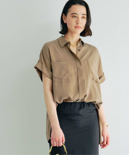 GALLARDAGALANTE(ガリャルダガランテ)の「キュプラシャツ(シャツ/ブラウス・レディース・モカ/カーキ/ネイビー・FREE)」の7枚目の写真