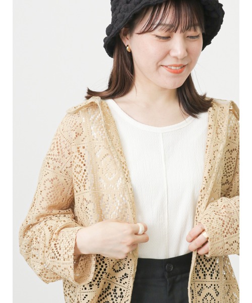 ehka sopo（エヘカソポ）の「ぽこぽこタンクトップ（タンクトップ・レディース・ブラック/オフホワイト/グリーン/モカ・ﾌﾘ-）」の2枚目の写真