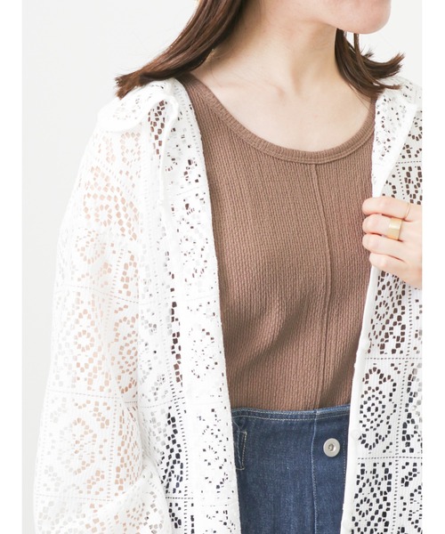 ehka sopo（エヘカソポ）の「ぽこぽこタンクトップ（タンクトップ・レディース・ブラック/オフホワイト/グリーン/モカ・ﾌﾘ-）」の4枚目の写真