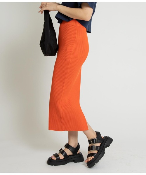 ANAP（アナップ）の「リブニットナロースカート（スカート・レディース・オレンジ/ベージュ系その他/イエロー×グリーン/ブラック/モカ・FREE）」の16枚目の写真