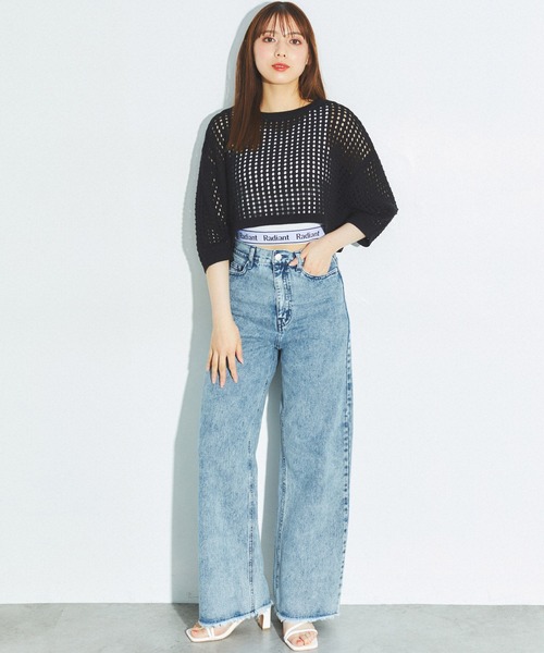 IRENE アイレネ カットオフ フリンジ ワイドデニム パンツ ブラック 34 IRENE アイレネ カットオフ フリンジ ワイドデニム パンツ