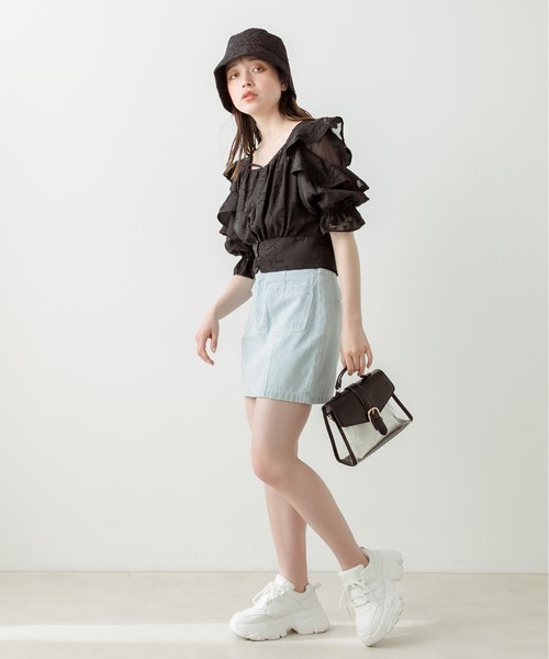 OLIVE des OLIVE（オリーブデオリーブ）の「オリジナルモノグラムPVCバッグ　1031120140（ショルダーバッグ・レディース・アイボリー/ブラック・FREE）」の11枚目の写真