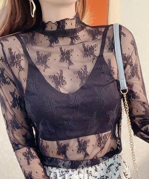 DAY CLOSET(デイ クローゼット)の「レディース 長袖刺繍レースメロウフリルシアートップス(シャツ/ブラウス・レディース・ブラック/アイボリー/ホワイト/ブラウン・ONE SIZE)」の5枚目の写真