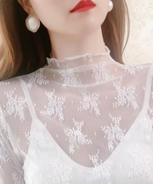 DAY CLOSET(デイ クローゼット)の「レディース 長袖刺繍レースメロウフリルシアートップス(シャツ/ブラウス・レディース・ブラック/アイボリー/ホワイト/ブラウン・ONE SIZE)」の11枚目の写真
