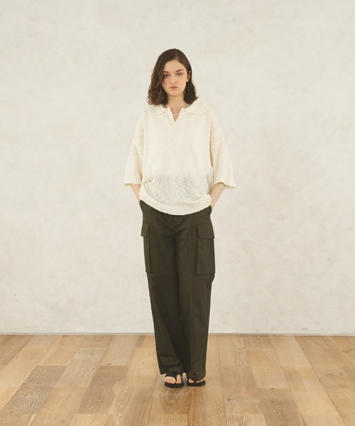 selle glant（セレグランテ）の「SKIPPER BOUCLE POLO KNIT/スキッパーブークレポロニット（ポロシャツ・メンズ・オフホワイト/ブルー/ブラック/グリーン・SMALL/MEDIUM/LARGE）」の10枚目の写真