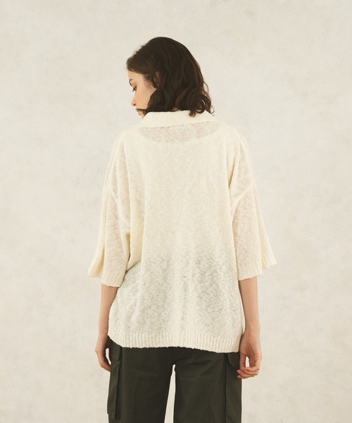 selle glant（セレグランテ）の「SKIPPER BOUCLE POLO KNIT/スキッパーブークレポロニット（ポロシャツ・メンズ・オフホワイト/ブルー/ブラック/グリーン・SMALL/MEDIUM/LARGE）」の7枚目の写真