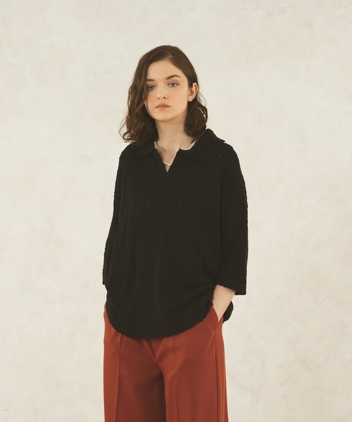 selle glant（セレグランテ）の「SKIPPER BOUCLE POLO KNIT/スキッパーブークレポロニット（ポロシャツ・メンズ・オフホワイト/ブルー/ブラック/グリーン・SMALL/MEDIUM/LARGE）」の13枚目の写真