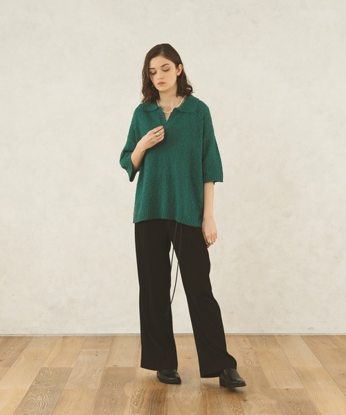 selle glant（セレグランテ）の「SKIPPER BOUCLE POLO KNIT/スキッパーブークレポロニット（ポロシャツ・メンズ・オフホワイト/ブルー/ブラック/グリーン・SMALL/MEDIUM/LARGE）」の22枚目の写真