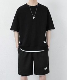 【SETUP7】ワッフル半袖Tee ハーフパンツ セットアップ KNF008