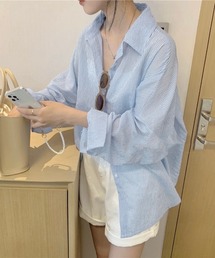 ストライプシアーシャツ