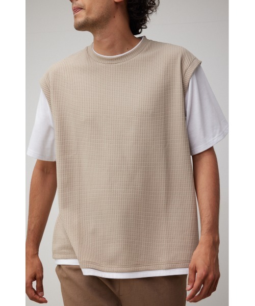 AZUL by moussy(アズールバイマウジー)の「FAUX LAYERED TOPS/フェイクレイヤードトップス(Tシャツ/カットソー・メンズ・ライトグレー/ブラック/サックスブルー/ブラック系その他/グレー系その他/ベージュ系その他・MEDIUM/LARGE)」の6枚目の写真