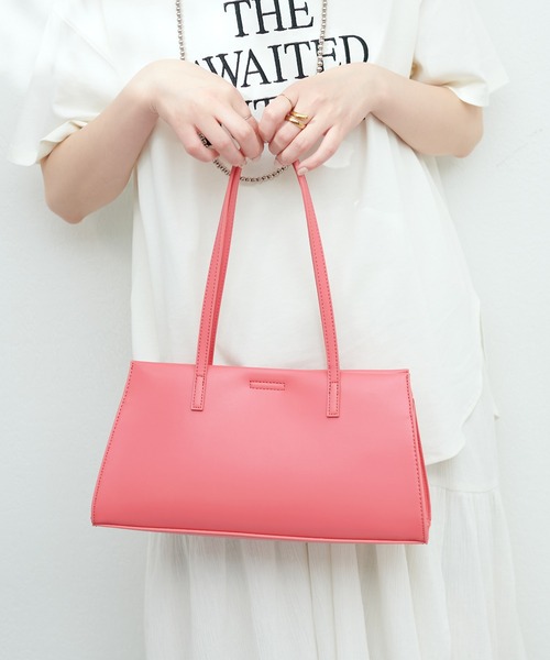 natural couture(ナチュラルクチュール)の「ガラス横長肩入れトートバッグ(ショルダーバッグ・レディース・ピンク/ブラック/アイボリー・FREE)」の3枚目の写真