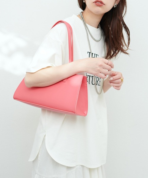 natural couture(ナチュラルクチュール)の「ガラス横長肩入れトートバッグ(ショルダーバッグ・レディース・ピンク/ブラック/アイボリー・FREE)」の16枚目の写真
