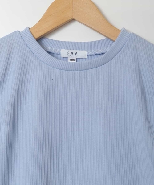 a.v.v（アーヴェヴェ）の「[100-130]【セットアップ対応】パフスリーブ異素材Ｔシャツ（Tシャツ/カットソー・キッズ・ブラック/ライトブルー/ホワイト・110/100/120/130）」の9枚目の写真