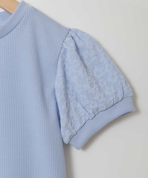 a.v.v（アーヴェヴェ）の「[100-130]【セットアップ対応】パフスリーブ異素材Ｔシャツ（Tシャツ/カットソー・キッズ・ブラック/ライトブルー/ホワイト・110/100/120/130）」の8枚目の写真