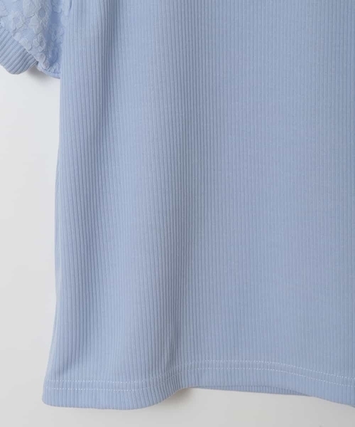 a.v.v（アーヴェヴェ）の「[100-130]【セットアップ対応】パフスリーブ異素材Ｔシャツ（Tシャツ/カットソー・キッズ・ブラック/ライトブルー/ホワイト・110/100/120/130）」の7枚目の写真