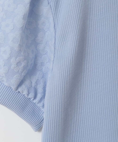 a.v.v（アーヴェヴェ）の「[100-130]【セットアップ対応】パフスリーブ異素材Ｔシャツ（Tシャツ/カットソー・キッズ・ブラック/ライトブルー/ホワイト・110/100/120/130）」の6枚目の写真