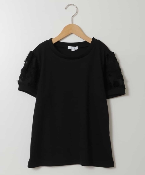 a.v.v（アーヴェヴェ）の「[100-130]【セットアップ対応】パフスリーブ異素材Ｔシャツ（Tシャツ/カットソー・キッズ・ブラック/ライトブルー/ホワイト・110/100/120/130）」の4枚目の写真