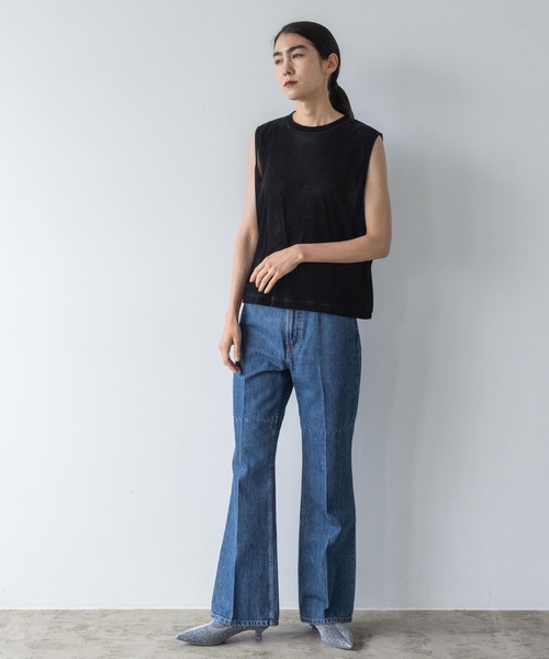 yuw(ユウ)の「フロッキーベロアTシャツノースリーブ 974101(Tシャツ/カットソー・レディース・アイボリー/ブラック・FREE)」の18枚目の写真