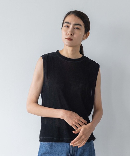 yuw(ユウ)の「フロッキーベロアTシャツノースリーブ 974101(Tシャツ/カットソー・レディース・アイボリー/ブラック・FREE)」の16枚目の写真