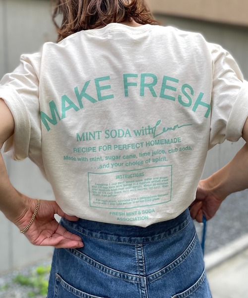 mi via loca（ミヴィアロカ）の「FRUIT of THE LOOM ペイントロゴTシャツ（Tシャツ/カットソー・レディース・ブラック/オフホワイト/ナチュラル・LARGE/X-LARGE）」の6枚目の写真