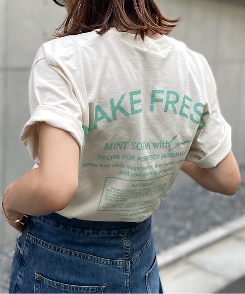 mi via loca（ミヴィアロカ）の「FRUIT of THE LOOM ペイントロゴTシャツ（Tシャツ/カットソー・レディース・ブラック/オフホワイト/ナチュラル・LARGE/X-LARGE）」の4枚目の写真