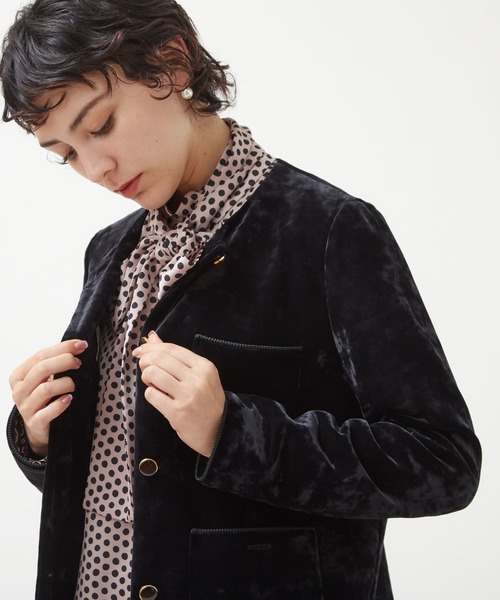 TIARA ティアラ★高級ネイビー ドット柄 長袖ブラウス 秋服♪Tiaraティアラ ランダムピンドットハイネックブラウス