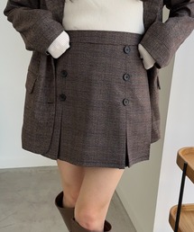 グレンチェックダブルボタンスカート