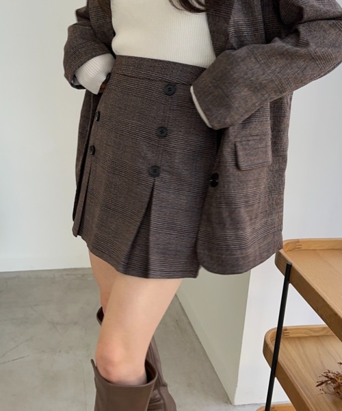 Ada.(エイダ)の「グレンチェックダブルボタンスカート(スカート・レディース・ブラウン/チャコール/グレー・S/M)」の19枚目の写真