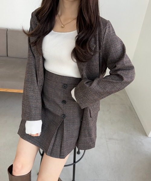 Ada.(エイダ)の「グレンチェックダブルボタンスカート(スカート・レディース・ブラウン/チャコール/グレー・S/M)」の21枚目の写真