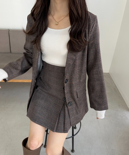 Ada.(エイダ)の「グレンチェックダブルボタンスカート(スカート・レディース・ブラウン/チャコール/グレー・S/M)」の22枚目の写真