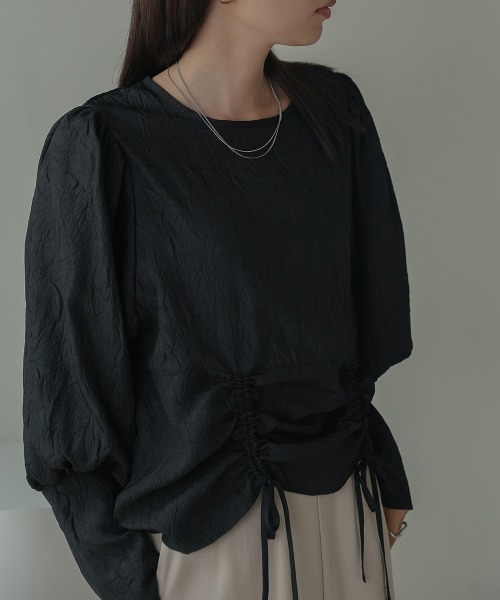 Bab（バブ）の「ウエストドロストワッシャーサテンブラウス（シャツ/ブラウス・レディース・ブラック/ベージュ/ピンク・M）」の21枚目の写真