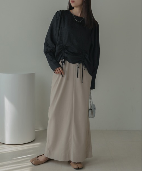 Bab（バブ）の「ウエストドロストワッシャーサテンブラウス（シャツ/ブラウス・レディース・ブラック/ベージュ/ピンク・M）」の22枚目の写真