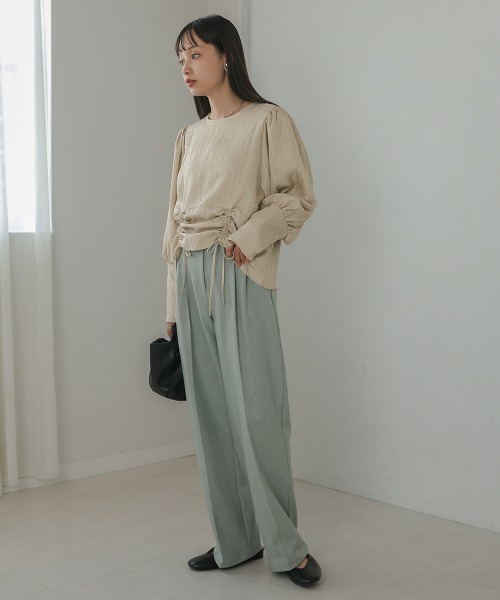 Bab（バブ）の「ウエストドロストワッシャーサテンブラウス（シャツ/ブラウス・レディース・ブラック/ベージュ/ピンク・M）」の20枚目の写真