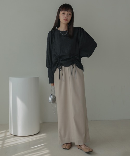 Bab（バブ）の「ウエストドロストワッシャーサテンブラウス（シャツ/ブラウス・レディース・ブラック/ベージュ/ピンク・M）」の18枚目の写真