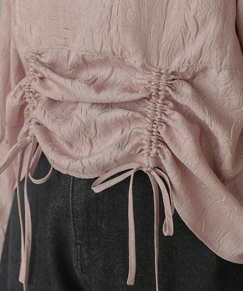 Bab（バブ）の「ウエストドロストワッシャーサテンブラウス（シャツ/ブラウス・レディース・ブラック/ベージュ/ピンク・M）」の13枚目の写真