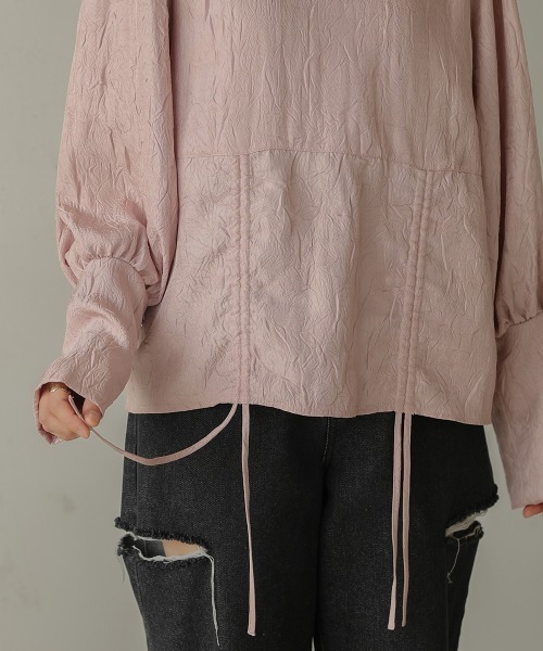 Bab（バブ）の「ウエストドロストワッシャーサテンブラウス（シャツ/ブラウス・レディース・ブラック/ベージュ/ピンク・M）」の14枚目の写真