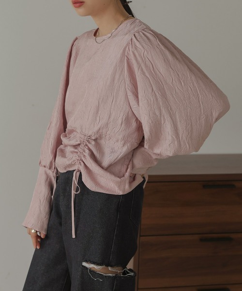 Bab（バブ）の「ウエストドロストワッシャーサテンブラウス（シャツ/ブラウス・レディース・ブラック/ベージュ/ピンク・M）」の7枚目の写真