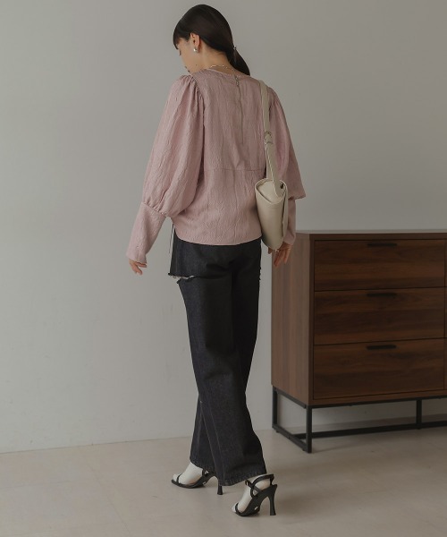 Bab（バブ）の「ウエストドロストワッシャーサテンブラウス（シャツ/ブラウス・レディース・ブラック/ベージュ/ピンク・M）」の10枚目の写真