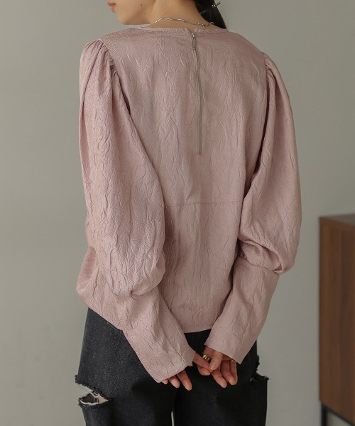 Bab（バブ）の「ウエストドロストワッシャーサテンブラウス（シャツ/ブラウス・レディース・ブラック/ベージュ/ピンク・M）」の11枚目の写真