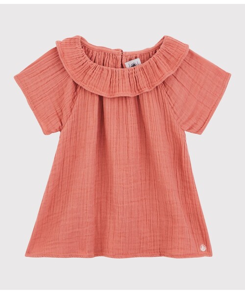 PETIT BATEAU(プチバトー)の「チュビック半袖ブラウス(シャツ/ブラウス・キッズ・ホワイト/ピンク・8YEAR/6YEAR/10YEAR/12YEAR)」の1枚目の写真