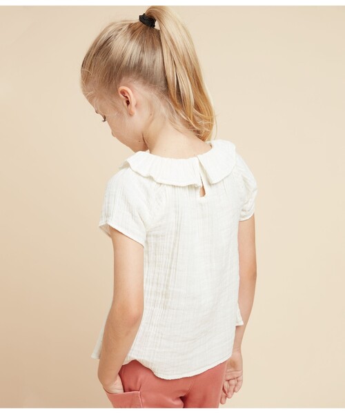 PETIT BATEAU(プチバトー)の「チュビック半袖ブラウス(シャツ/ブラウス・キッズ・ホワイト/ピンク・8YEAR/6YEAR/10YEAR/12YEAR)」の6枚目の写真