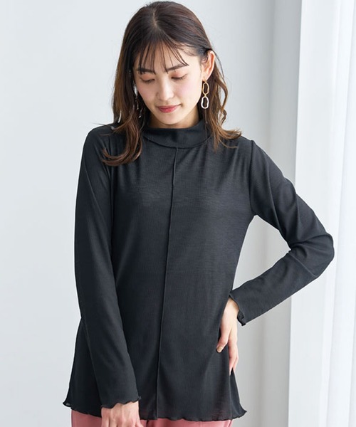 BELLUNA(ベルーナ)の「シアー楊柳素材ハイネックプルオーバー(Tシャツ/カットソー・レディース・ブラック/モカ/ブルー/オレンジ・MEDIUM/LARGE/X-LARGE)」の19枚目の写真