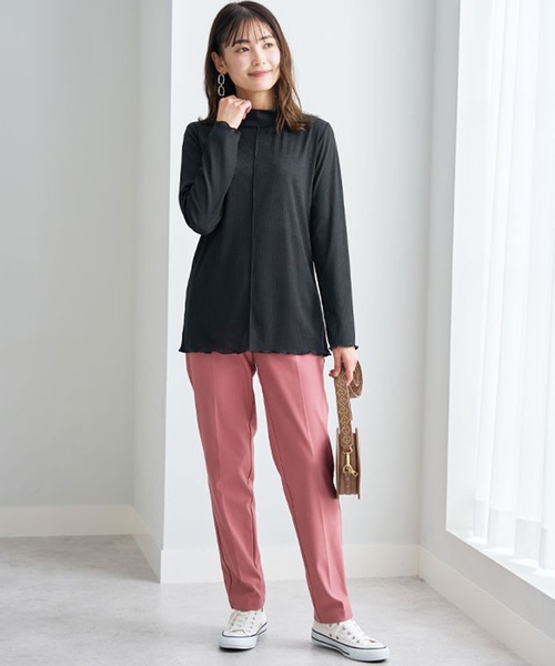 BELLUNA(ベルーナ)の「シアー楊柳素材ハイネックプルオーバー(Tシャツ/カットソー・レディース・ブラック/モカ/ブルー/オレンジ・MEDIUM/LARGE/X-LARGE)」の20枚目の写真