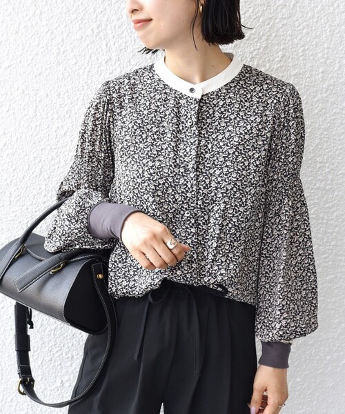 SHIPS(シップス)の「* 〈手洗い可能〉フラワー プリント 配色 ブラウス ◇(シャツ/ブラウス・レディース・ブラック系/グリーン・ONE SIZE)」の20枚目の写真
