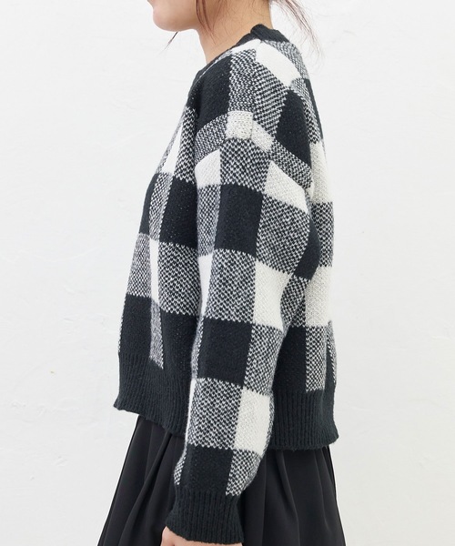 titty＆Co. PETIT（ティティアンドコープティ）の「【titty&Co.PETIT 】ブロックチェックニットトップス（ニット/セーター・レディース・ブラック/ブラウン・FREE）」の12枚目の写真