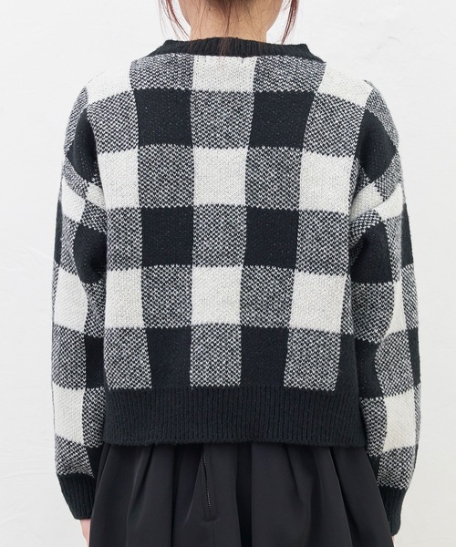 titty＆Co. PETIT（ティティアンドコープティ）の「【titty&Co.PETIT 】ブロックチェックニットトップス（ニット/セーター・レディース・ブラック/ブラウン・FREE）」の13枚目の写真
