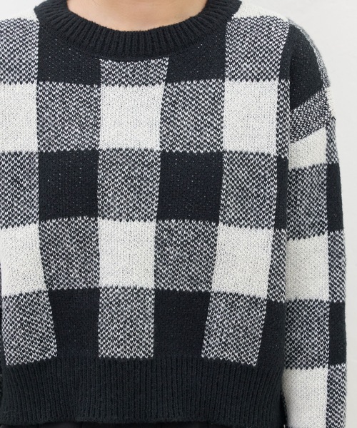 titty＆Co. PETIT（ティティアンドコープティ）の「【titty&Co.PETIT 】ブロックチェックニットトップス（ニット/セーター・レディース・ブラック/ブラウン・FREE）」の14枚目の写真