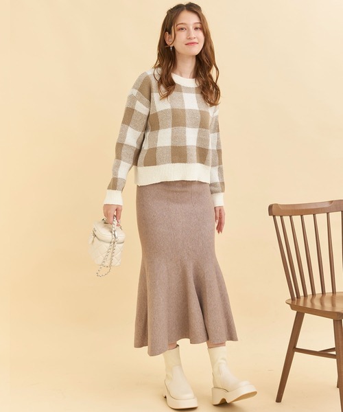 titty＆Co. PETIT（ティティアンドコープティ）の「【titty&Co.PETIT 】ブロックチェックニットトップス（ニット/セーター・レディース・ブラック/ブラウン・FREE）」の17枚目の写真