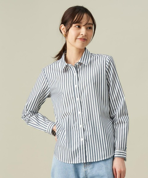 TOKYO SHIRTS(トウキョウシャツ)の「形態安定ノーアイロン レギュラーカラー 長袖ストレートベーシックシャツ(シャツ/ブラウス・レディース・ホワイト/ネイビー/ダークブルー・L/M/LL)」の3枚目の写真